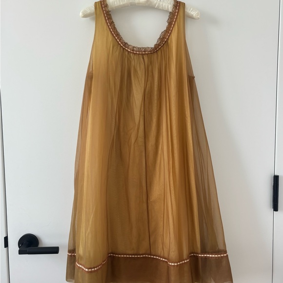 VINTAGE 1960s Vanity Fair Brown Lace Chiffon Nightgown Nightie Dress Sabrina - Picture 2 of 9